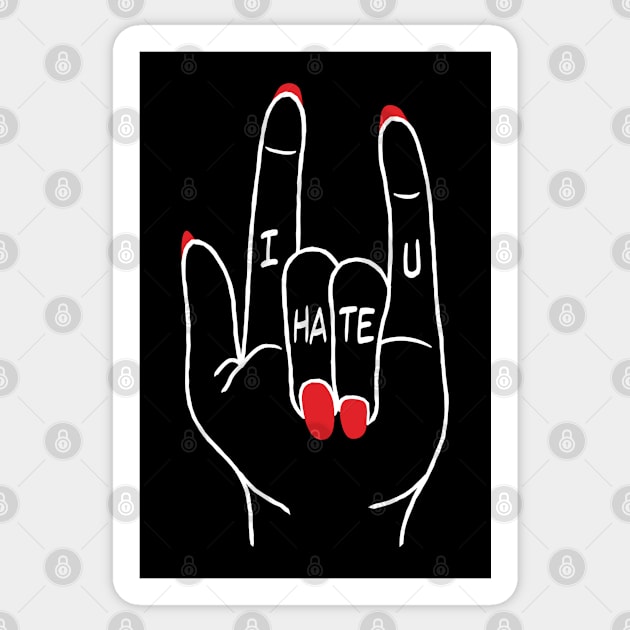 I Hate You Hand Devil Horns Sticker by Grandeduc